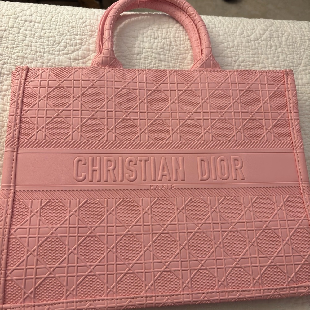 Dior Pink Cannage Quilted Tote Bag